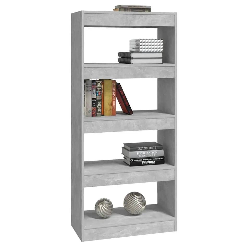 Grey Engineered Wood Book Cabinet with Room Divider