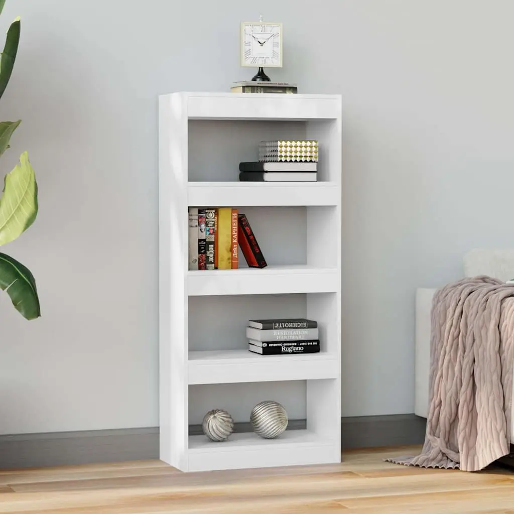 White High Gloss Book Cabinet with Storage