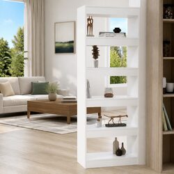 Stylish White Book Cabinet Room Divider 60x30x166 cm