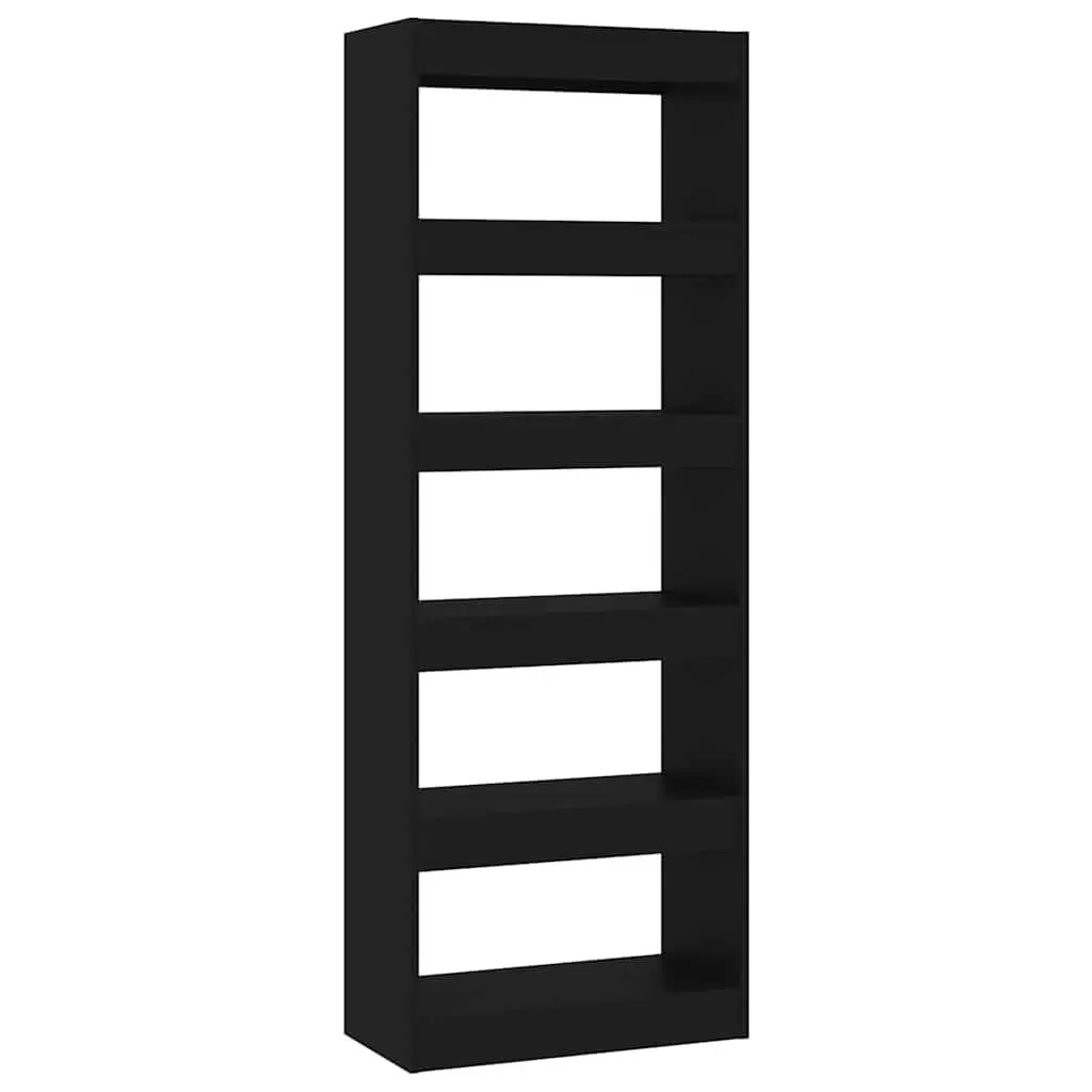 Black Book Cabinet 60x30x166 cm Engineered Wood Divider