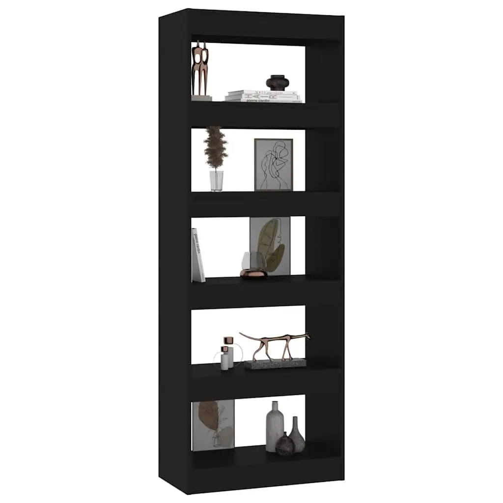Black Book Cabinet 60x30x166 cm Engineered Wood Divider