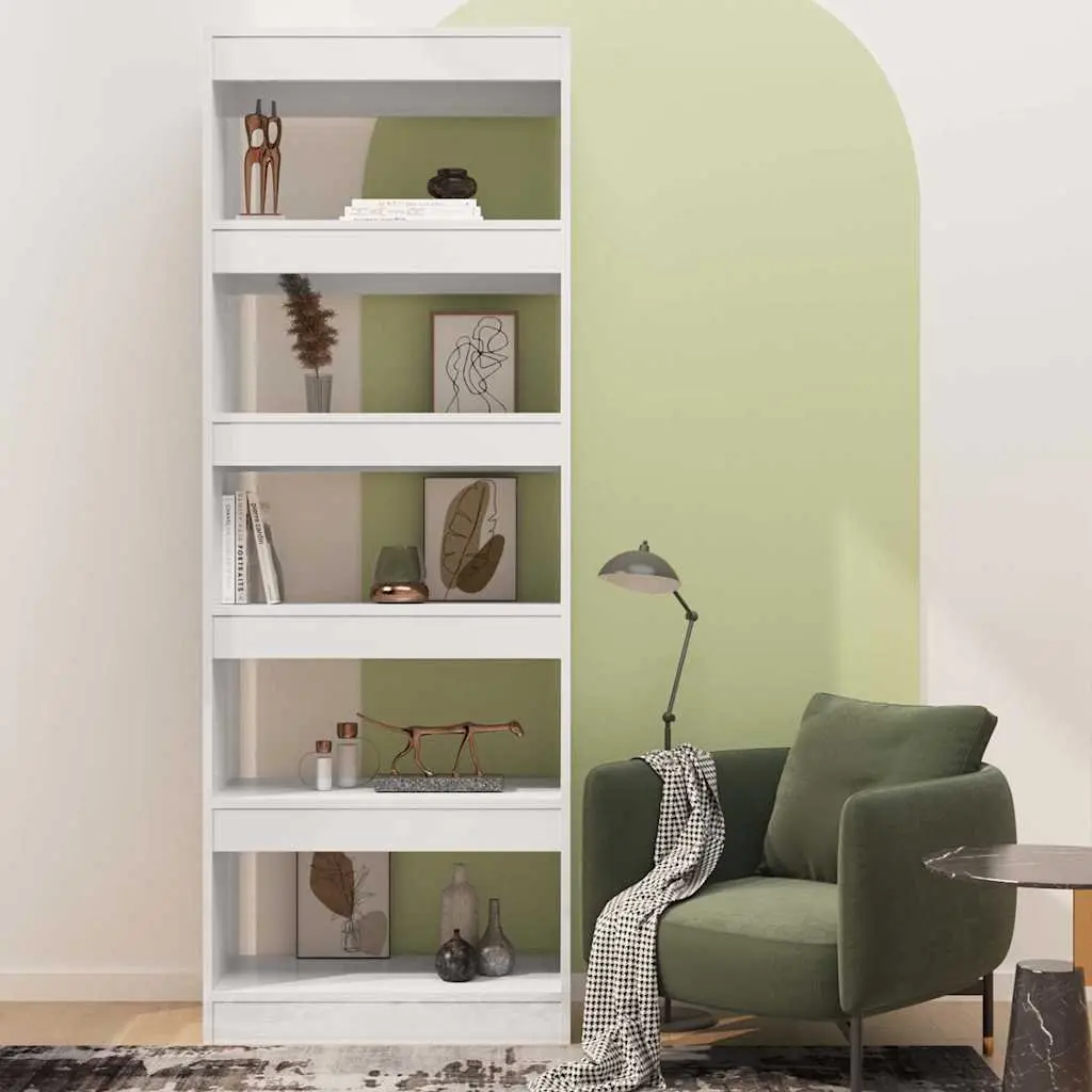 High Gloss White Wooden Book Cabinet Room Divider 60x30x166cm