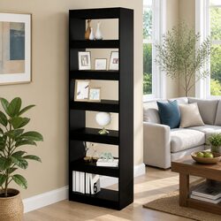 Sturdy Black Wooden Book Cabinet and Room Divider