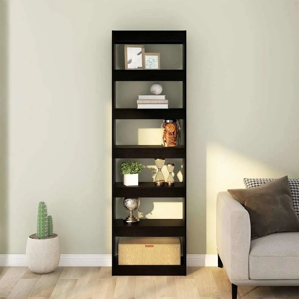 Black Wooden Book Cabinet and Room Divider