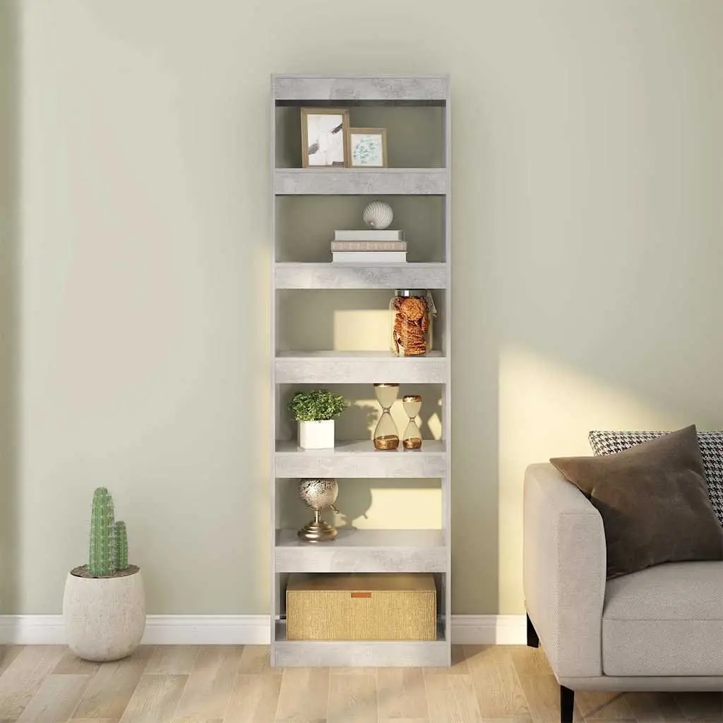 Bookcase Wooden Storage Grey 60x30x198cm Room Divider Shelving Unit