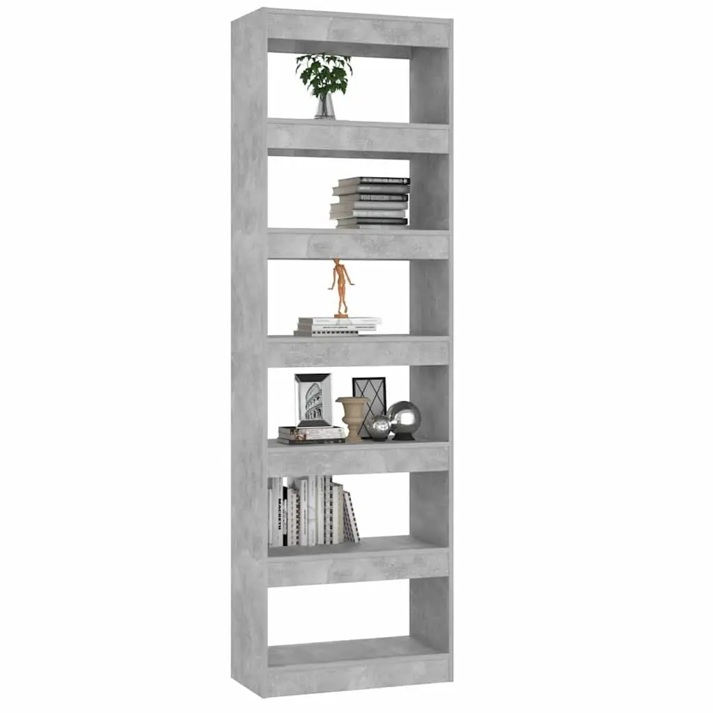 Bookcase Wooden Storage Grey 60x30x198cm Room Divider Shelving Unit