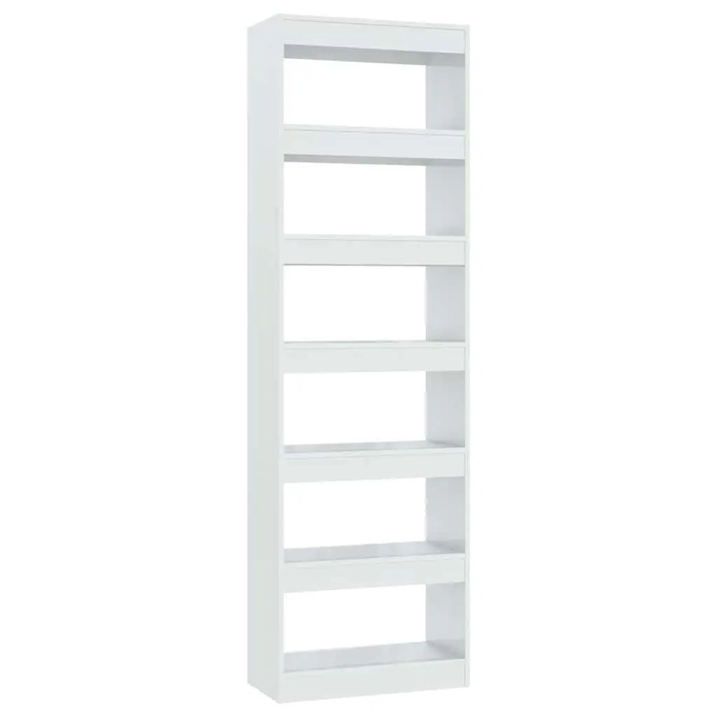 Book Cabinet Wooden 60W x 30D x 198H cm High Gloss White Room Divider Storage Bookshelf