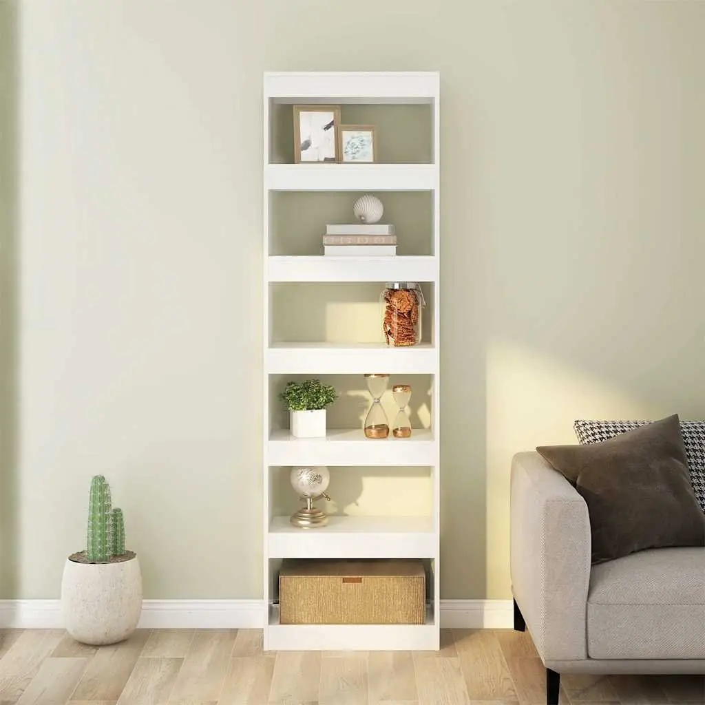 Book Cabinet Wooden 60W x 30D x 198H cm High Gloss White Room Divider Storage Bookshelf