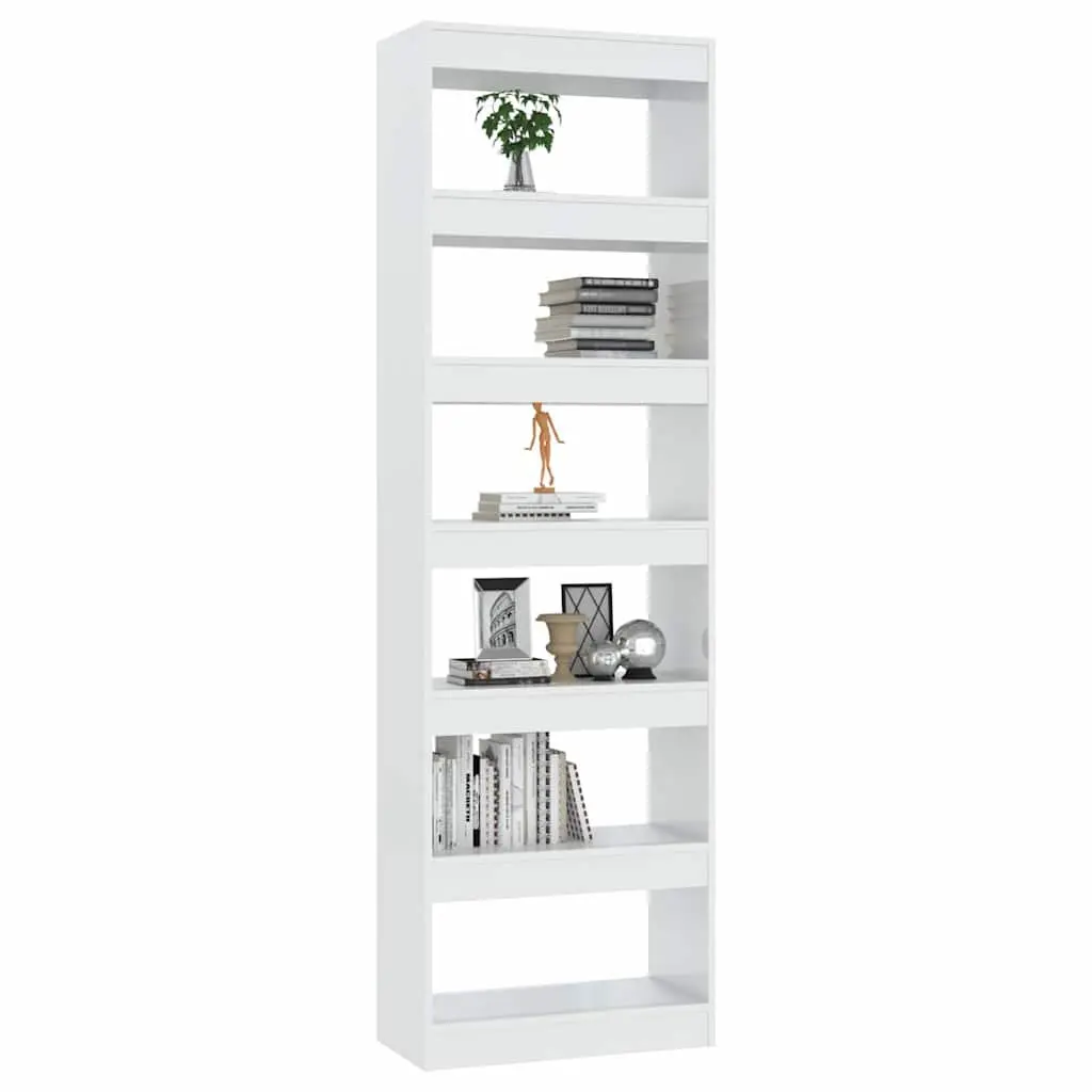 Book Cabinet Wooden 60W x 30D x 198H cm High Gloss White Room Divider Storage Bookshelf
