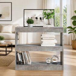 Sturdy Grey Book Cabinet Room Divider with Ample Storage