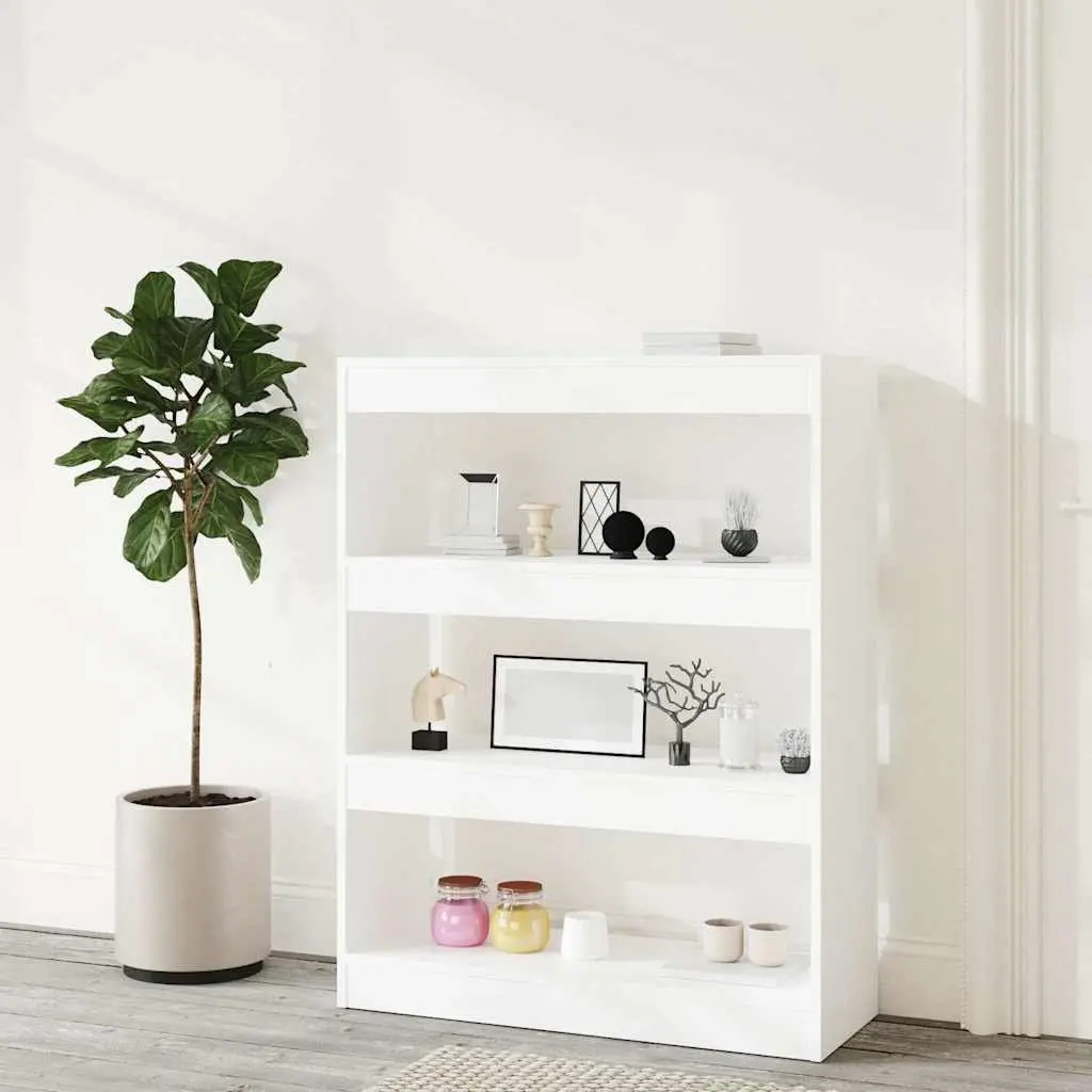 White Engineered Wood Book Cabinet Room Divider