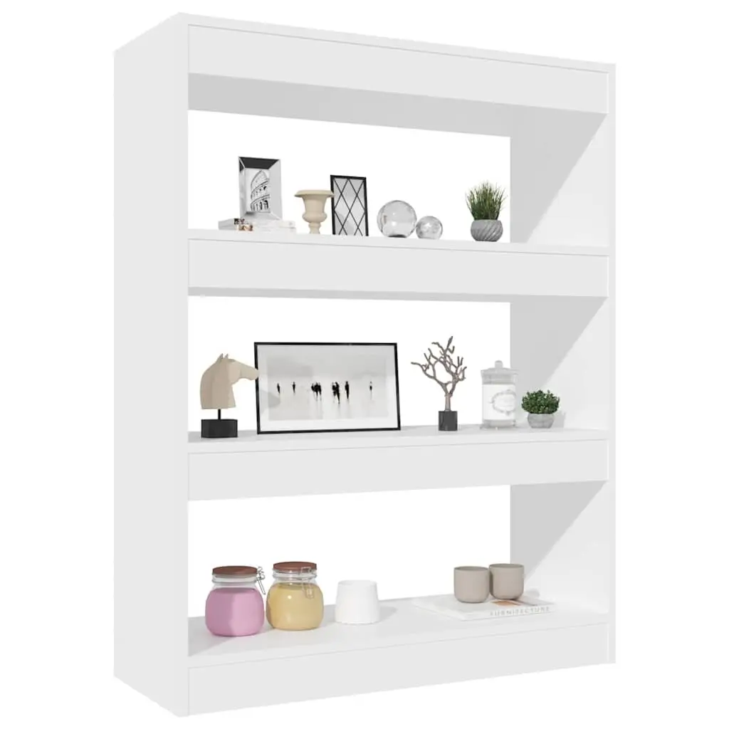 White Engineered Wood Book Cabinet Room Divider