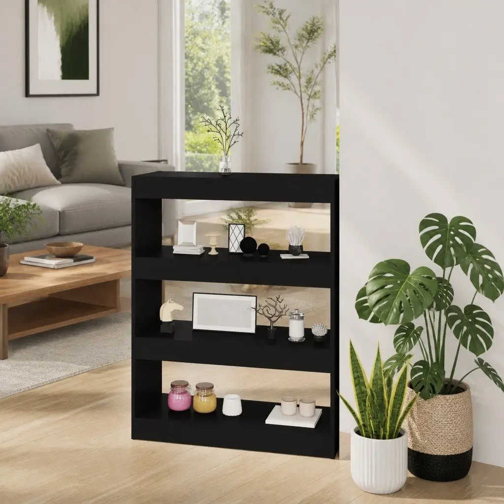 Black Wooden Book Cabinet Room Divider