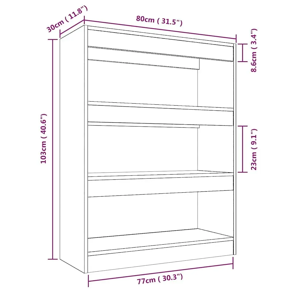 Book Cabinet Engineered Wood 80x30x103cm Brown