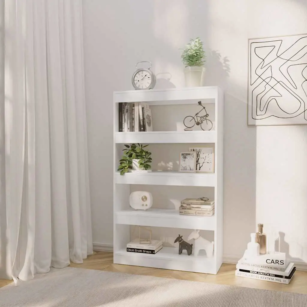 White Engineered Wood Book Cabinet Room Divider 80x30x135cm