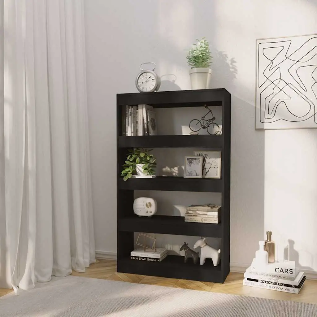 Black Wooden Book Cabinet with Ample Shelving