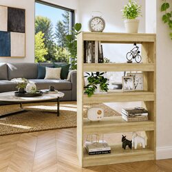 Sturdy Book Cabinet and Room Divider in Brown 80x30x135 cm