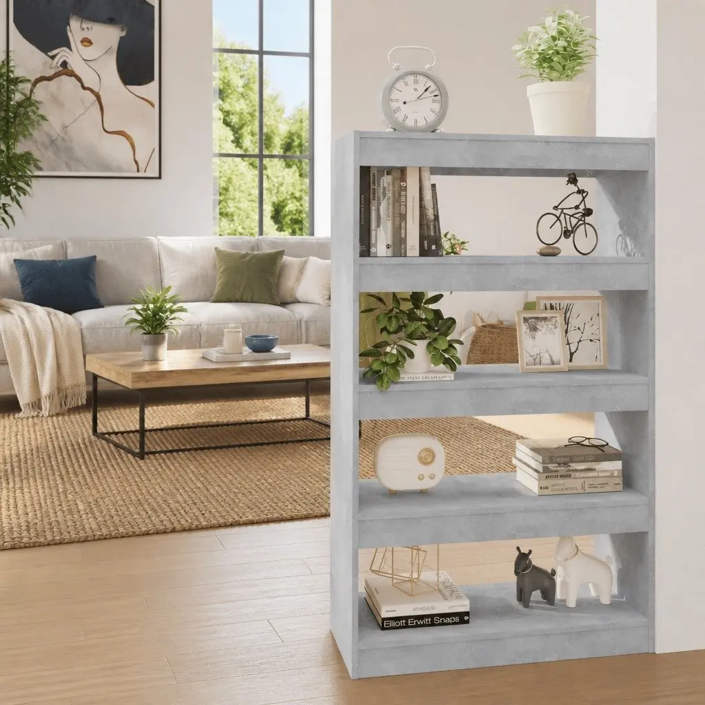 Grey Engineered Wood Book Cabinet Room Divider