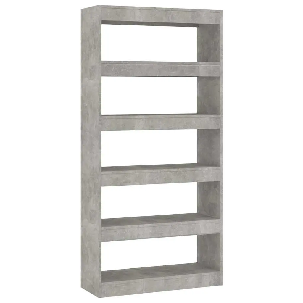 Grey Engineered Wood Book Cabinet with Room Divider Feature