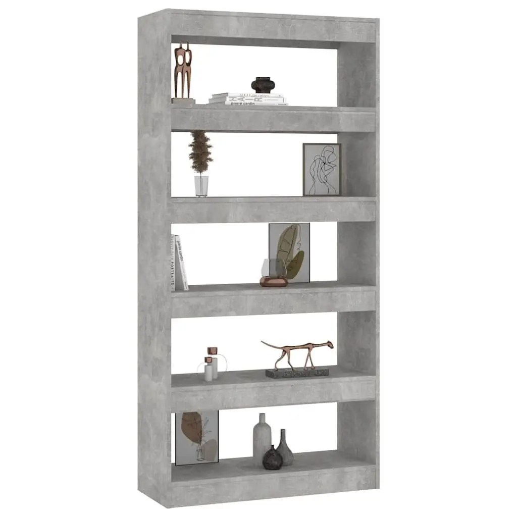 Grey Engineered Wood Book Cabinet with Room Divider Feature