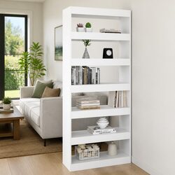 Stylish White Engineered Wood Book Cabinet 80x30x198cm