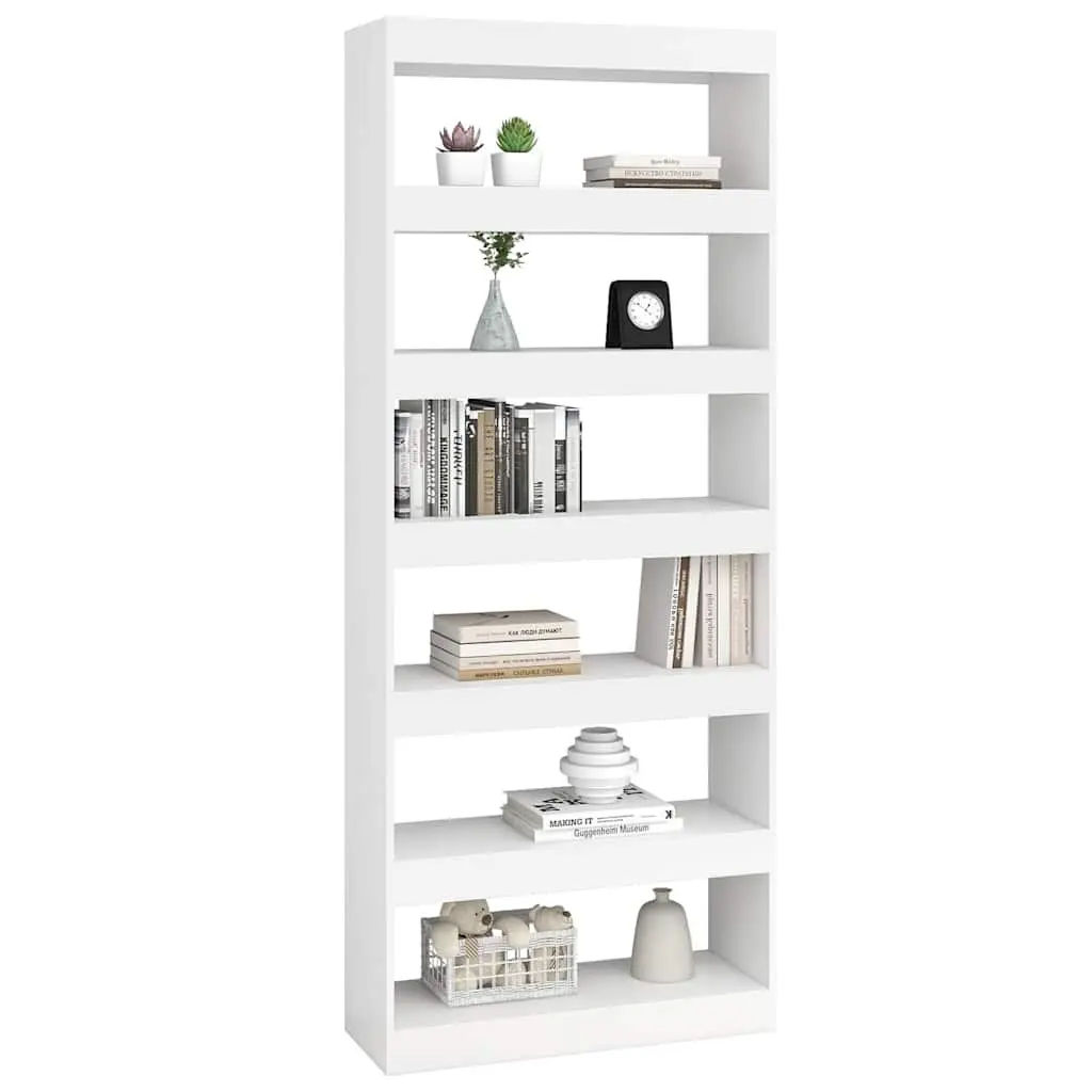 White Engineered Wood Book Cabinet 80x30x198cm