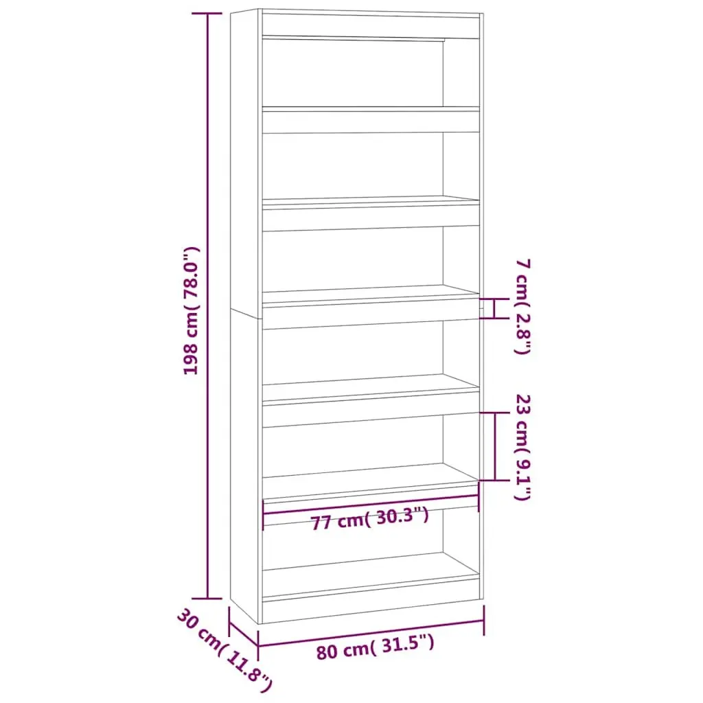 White Engineered Wood Book Cabinet 80x30x198cm