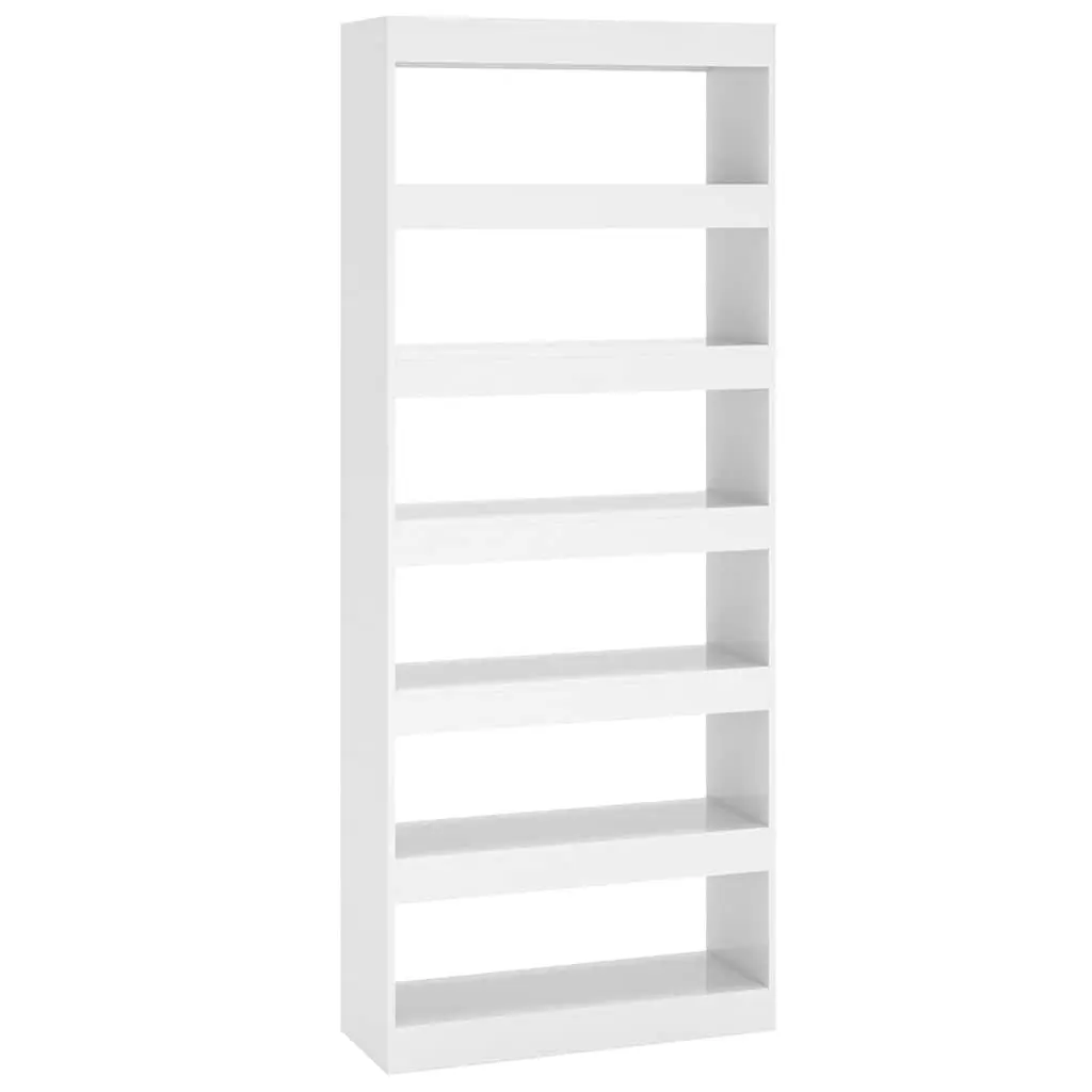 Book Cabinet Room Divider Tall High Gloss White 80x30x198 cm Standing Bookshelf