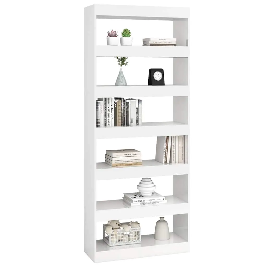 Book Cabinet Room Divider Tall High Gloss White 80x30x198 cm Standing Bookshelf