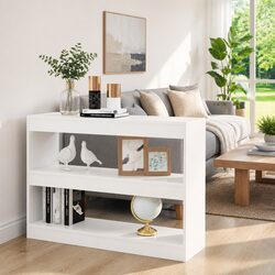 Elegant White Book Cabinet Room Divider with Sturdy Design