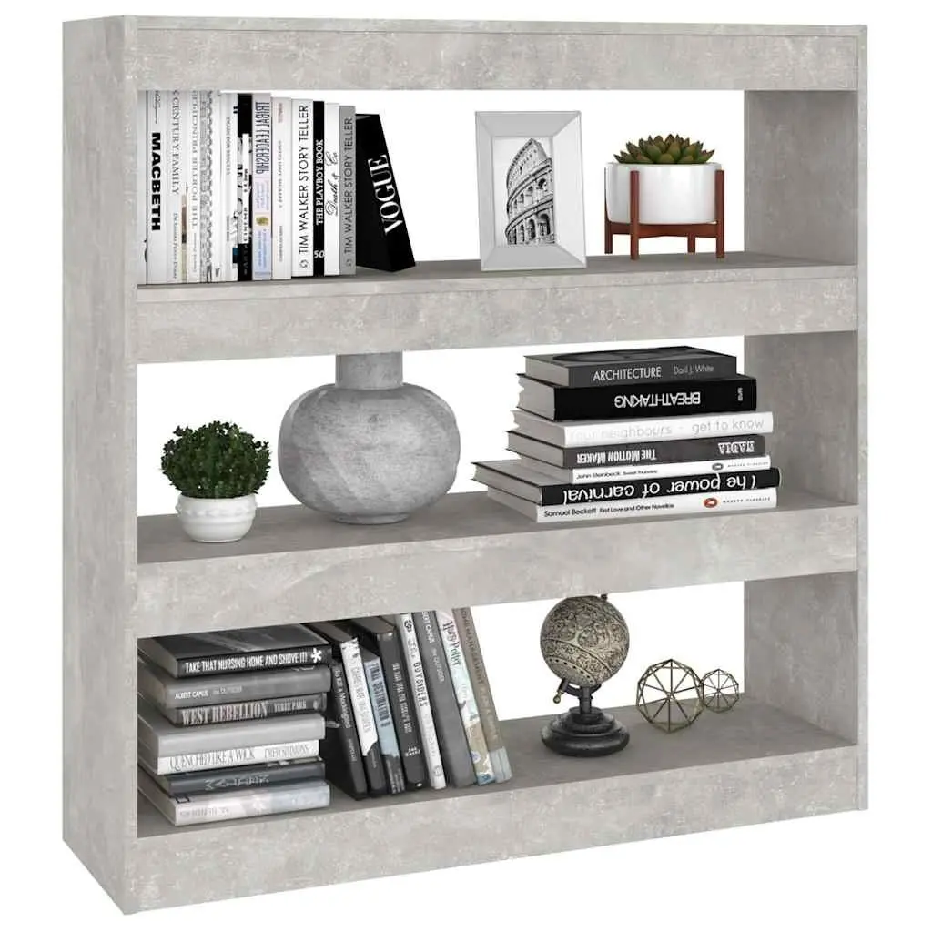 Book Cabinet Grey Storage Shelf Organiser Room Divider 100W x 30D x 103H cm