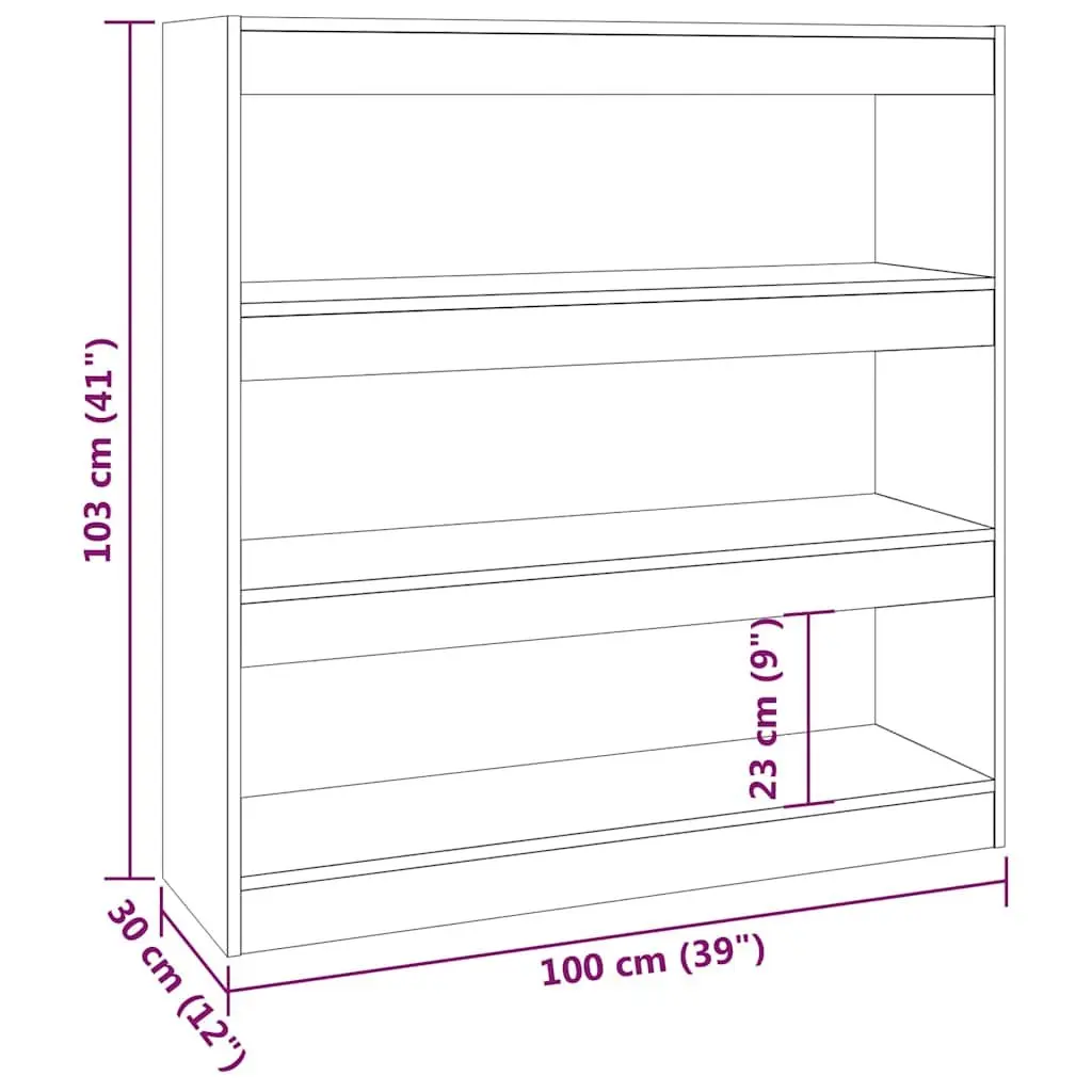 Book Cabinet Grey Storage Shelf Organiser Room Divider 100W x 30D x 103H cm