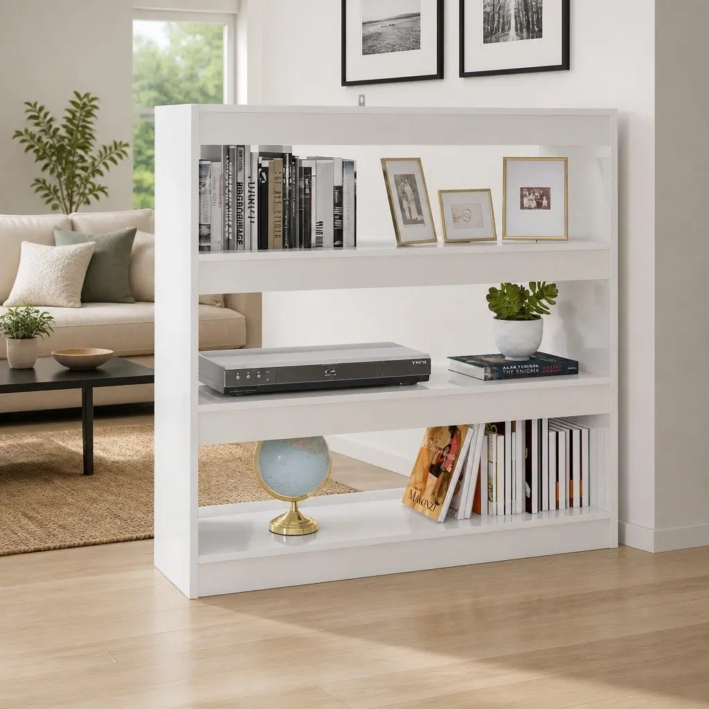 White High Gloss Book Cabinet for Storage