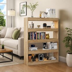 Brown Bookcase Stand with Sturdy Room Divider Design