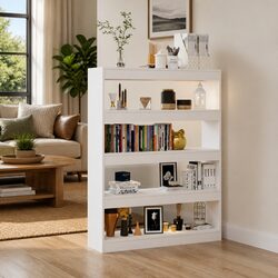 High Gloss White Room Divider Shelving Unit for Books