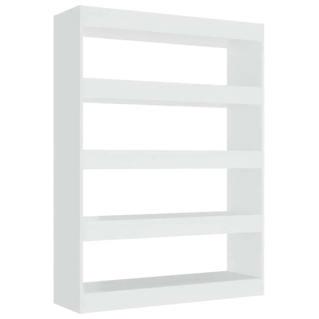 Book Cabinet High Gloss White Room Divider Shelving Unit 100W x 30D x 135H cm