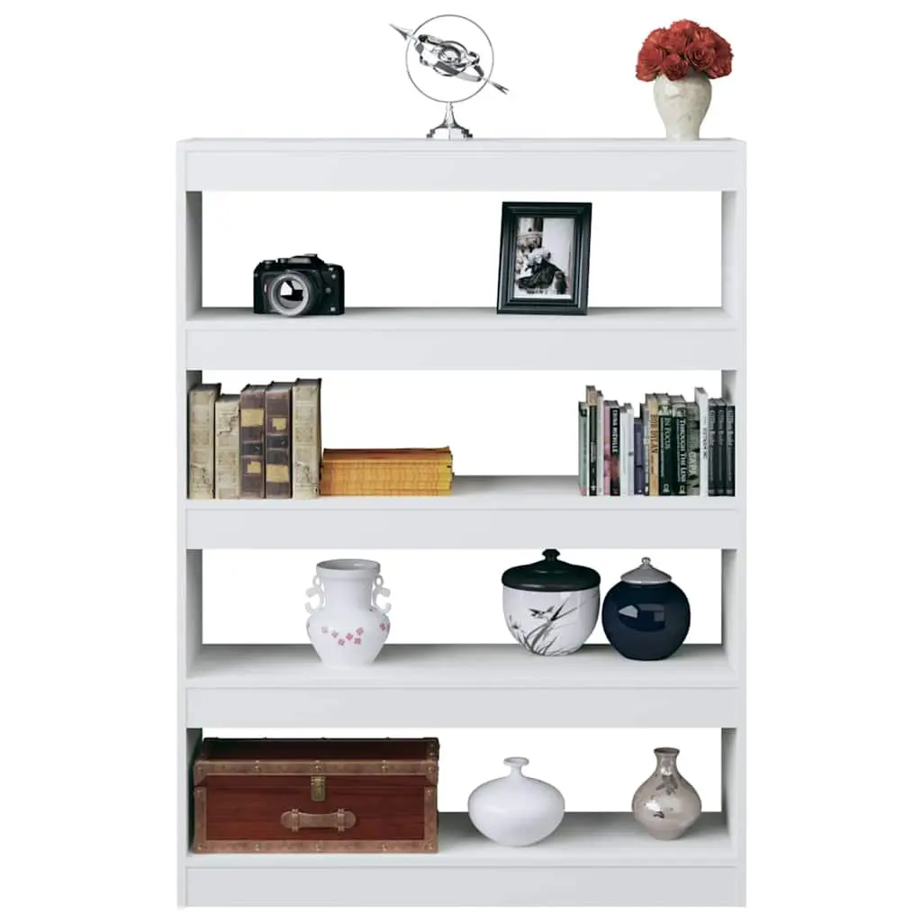 Book Cabinet High Gloss White Room Divider Shelving Unit 100W x 30D x 135H cm