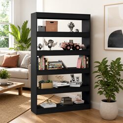 Elegant Black Wooden Book Cabinet Room Divider