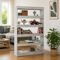 Grey Standing Shelf Book Cabinet - Durable Room Divider