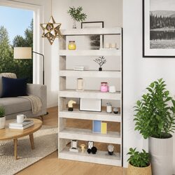 Stylish Grey Engineered Wood Book Cabinet Room Divider