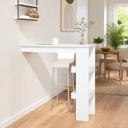 Stylish White Wall Bar Table with Storage Compartments