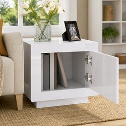 High Gloss White Coffee Table with Storage for Living Room