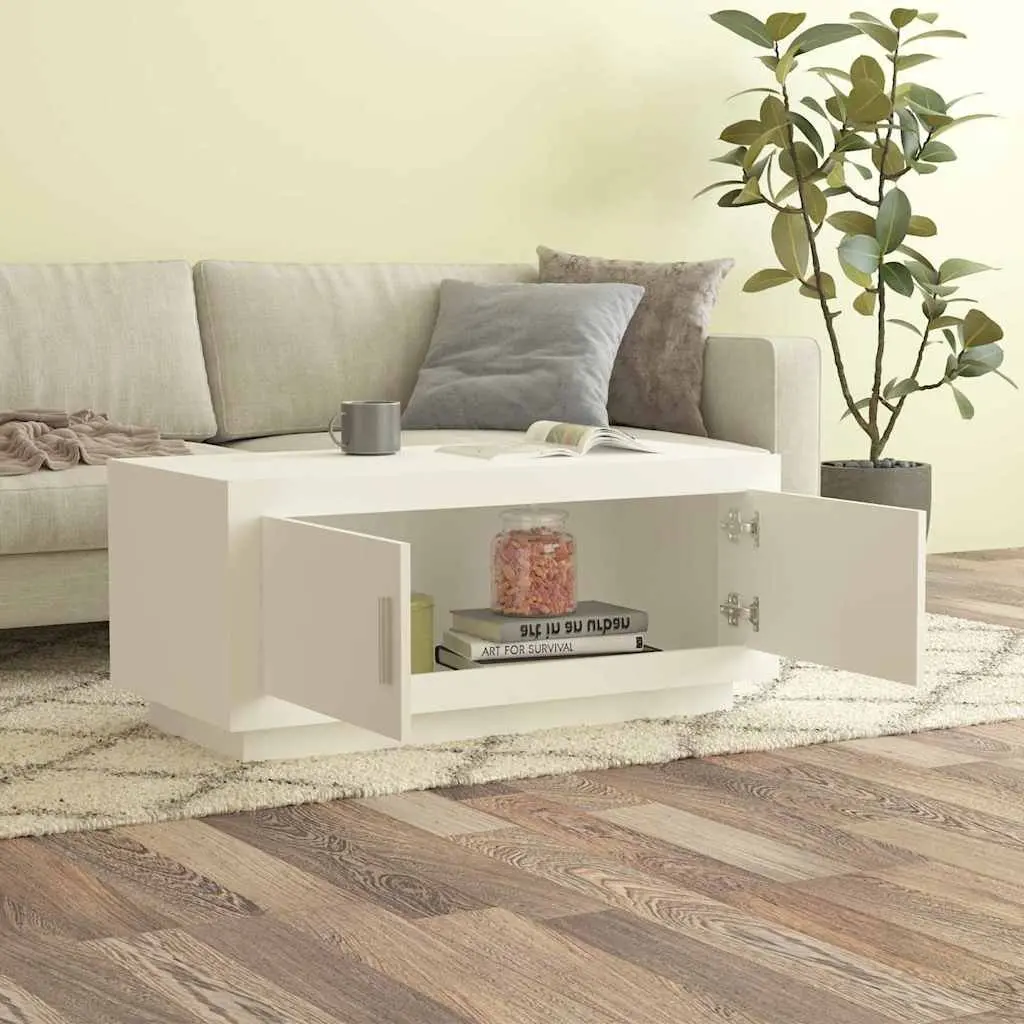 Coffee Table Engineered Wood 102 x 50 x 45 cm White