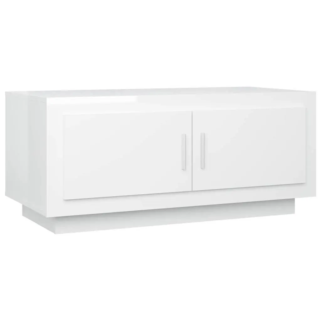 White High Gloss Coffee Table with 2 Storage Doors