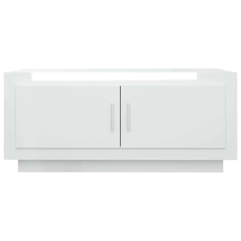 White High Gloss Coffee Table with 2 Storage Doors
