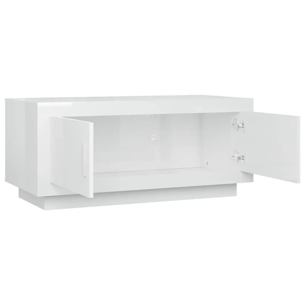 White High Gloss Coffee Table with 2 Storage Doors