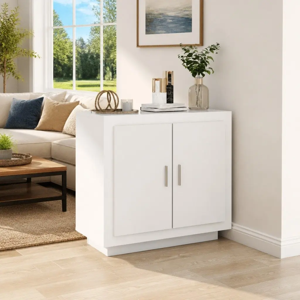 White Sideboard Storage Cabinet 80x40x75 cm