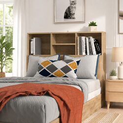 Sonoma Oak Headboard Cabinet for Bedroom Storage 100cm