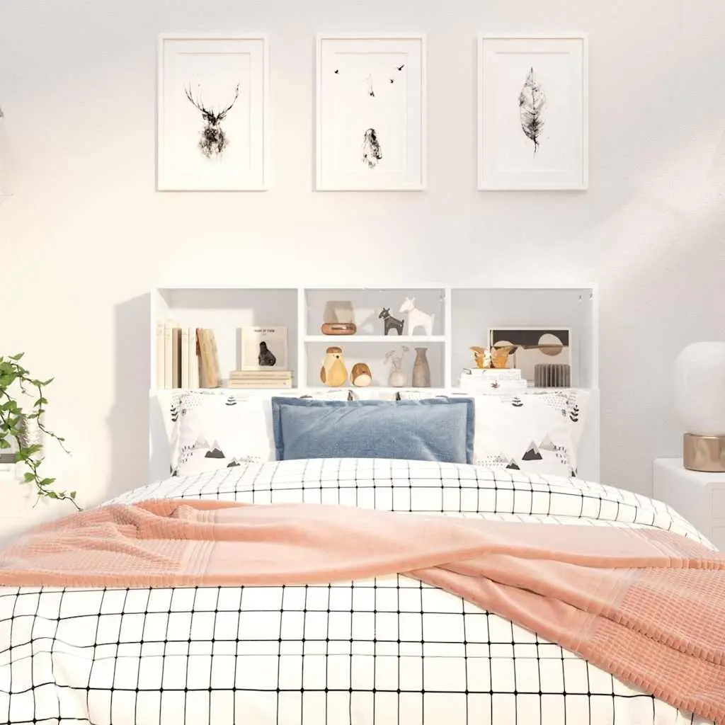 White 120cm Headboard Cabinet for Organized Storage