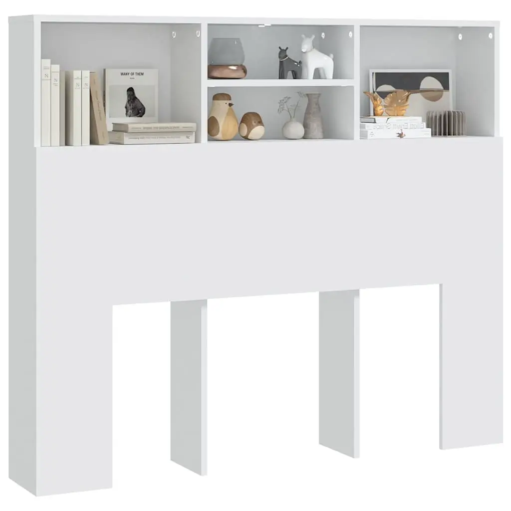 White 120cm Headboard Cabinet for Organized Storage